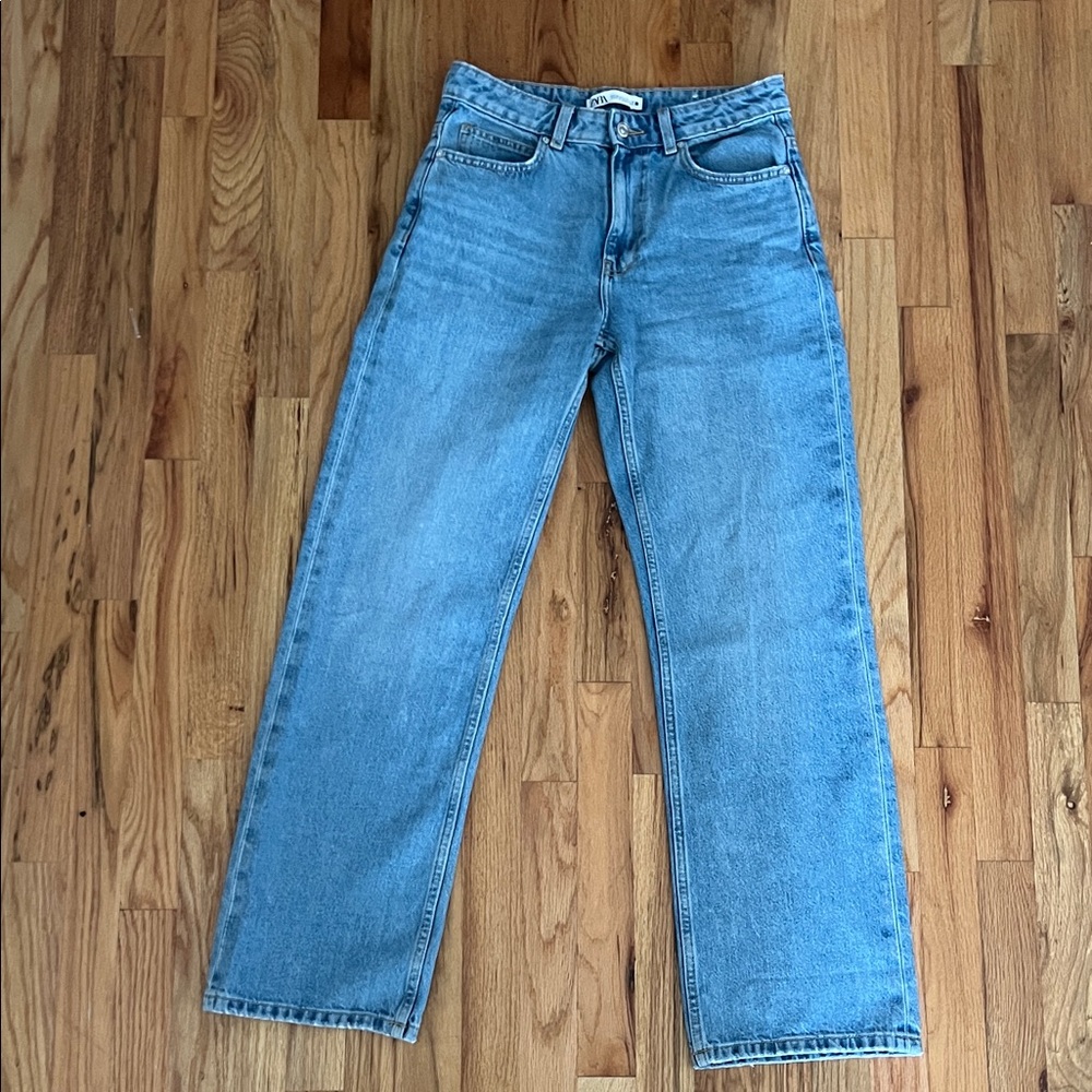 Zara Light Blue Straight Jeans